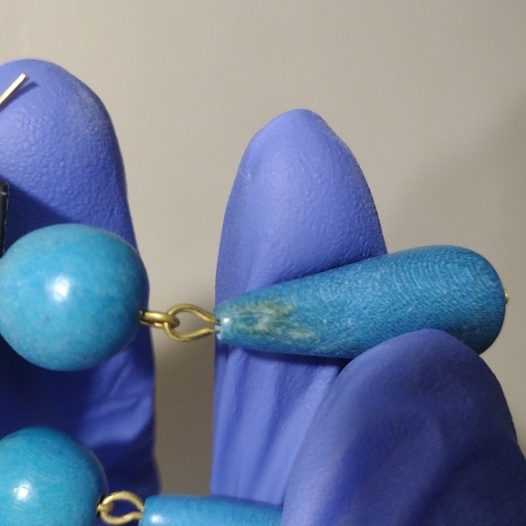 Women's Stunning Gold-Tone Blue Beaded Fishhook Drop Dangle Earrings, 2.75-inch - Picture 4 of 5